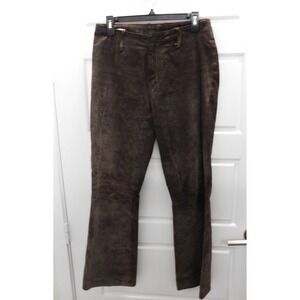 Fair Weather Women's Brown Genuine Suede Leather Wide Legs Boot Cut Pants sz 4
